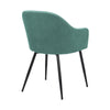 23 Inch Modern Dining Chair Curved Back Polyester Metal Legs Teal Blue By Casagear Home BM282120