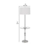 Ava 61 Inch Modern Floor Lamp Glass Tray Table 1 USB Port Glossy Chrome By Casagear Home BM282145