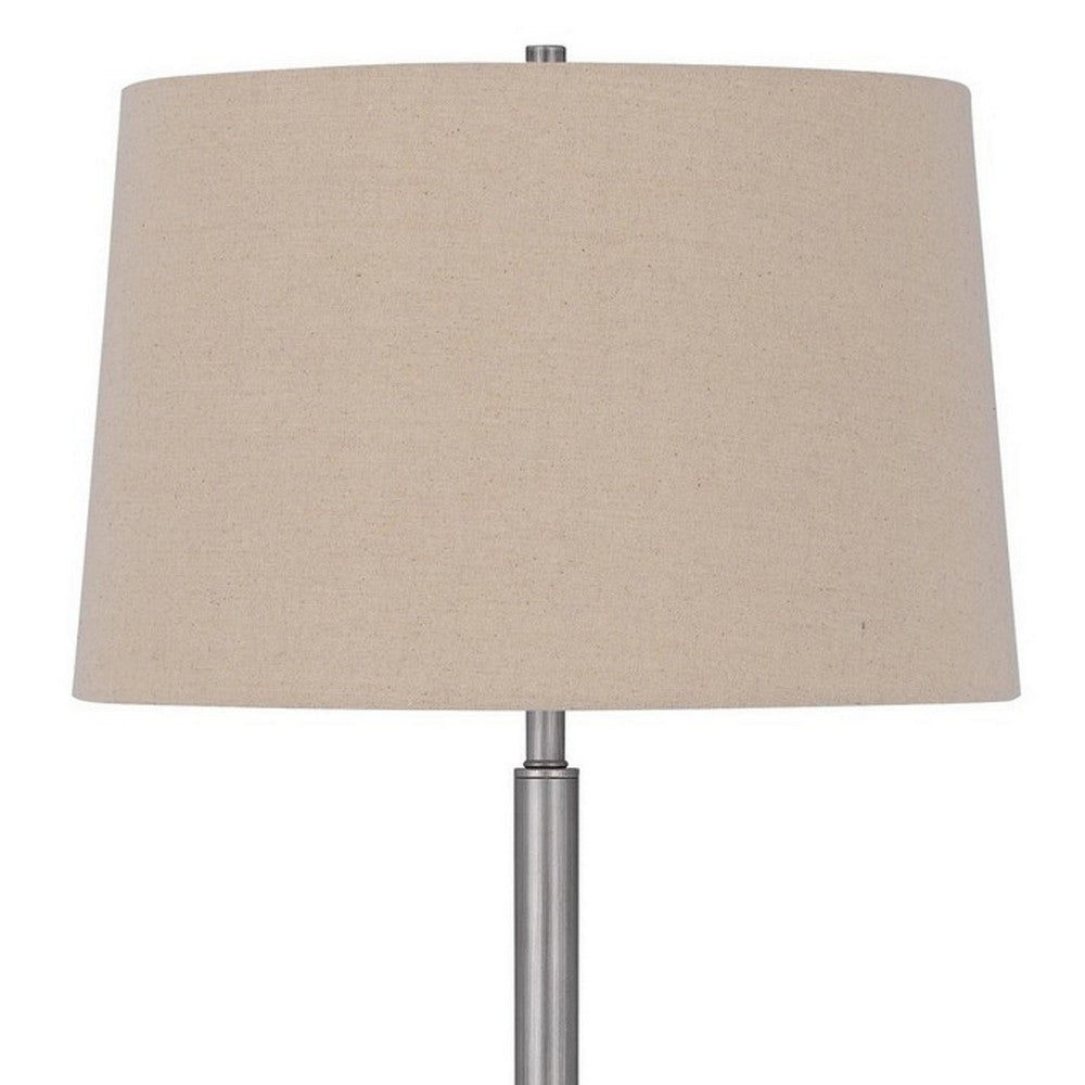 61 Inch Modern Floor Lamp Glass Tray Table 1 USB Port Antique Silver By Casagear Home BM282147