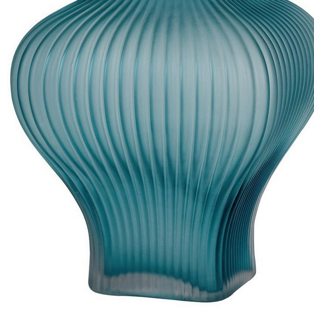 26 Inch Modern Accent Table Lamp Unique Tapered Glass Base Aqua Blue By Casagear Home BM282150