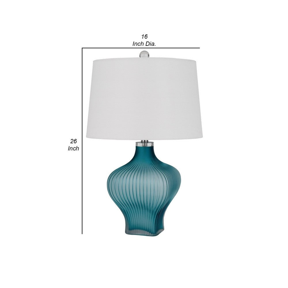 26 Inch Modern Accent Table Lamp Unique Tapered Glass Base Aqua Blue By Casagear Home BM282150