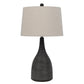 29 Inch Classic Table Lamp, Textured Lined Body, Ceramic, Charcoal Black By Casagear Home