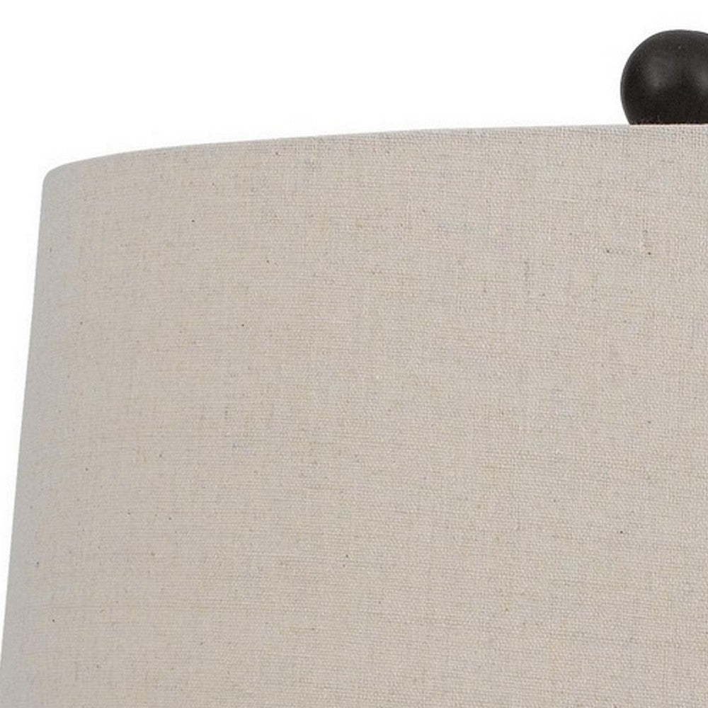 29 Inch Classic Table Lamp Textured Lined Body Ceramic Charcoal Black By Casagear Home BM282153