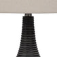 29 Inch Classic Table Lamp Textured Lined Body Ceramic Charcoal Black By Casagear Home BM282153