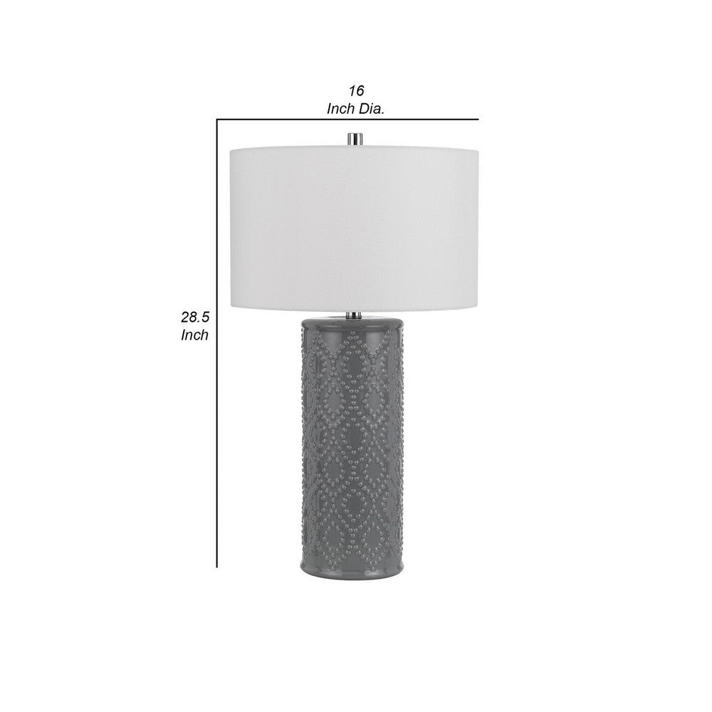 29 Inch Accent Table Lamp Set of 2 Tall Cylinder Ball Finial Accent Gray By Casagear Home BM282155