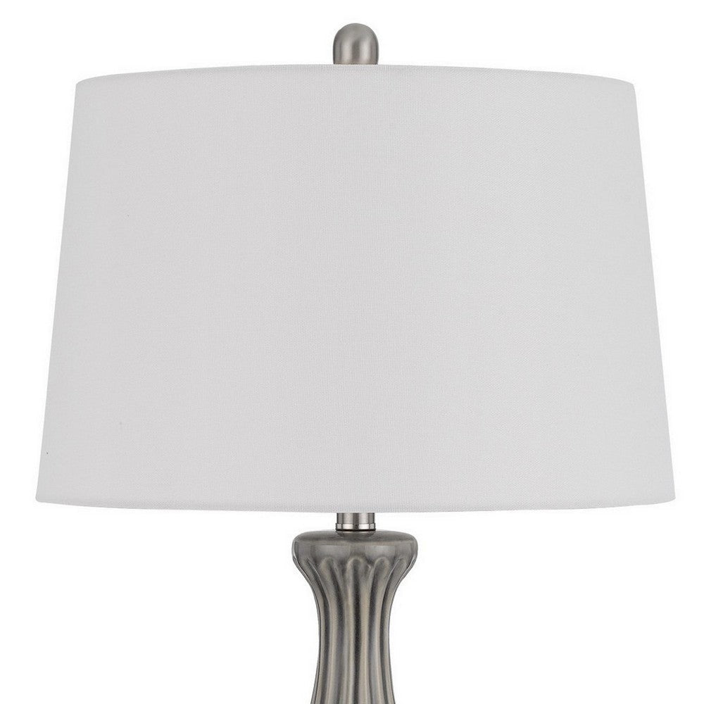 29 Inch Accent Table Lamp Set of 2 Elegant Tapered Glass Base Slate Gray By Casagear Home BM282159