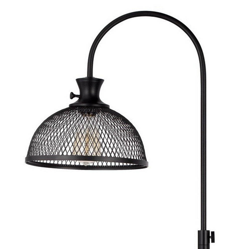 61 Inch Modern Floor Lamp Hanging Mesh Shade Metal Base Black By Casagear Home BM282165