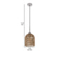 8 Inch Dia. Pendant Ceiling Light Fixture Rope Woven Shade Brown Chrome By Casagear Home BM282186