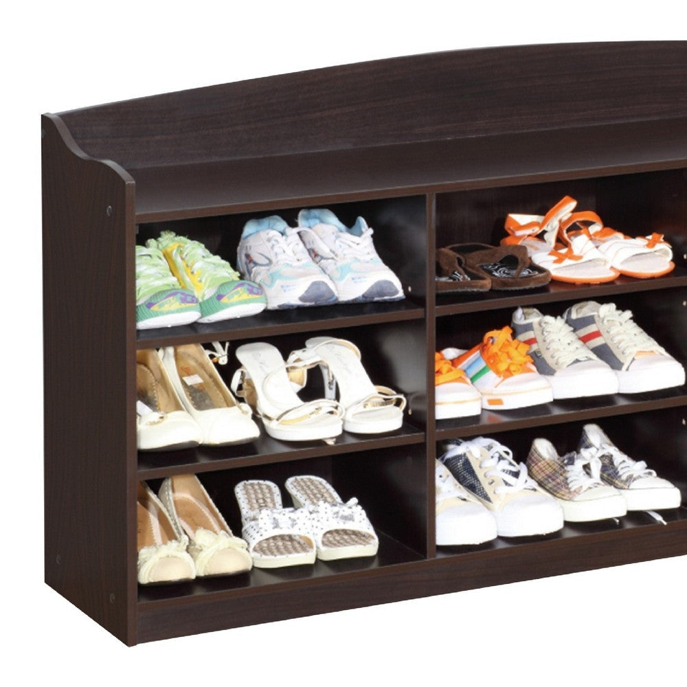 48 Inch Classic Wood Shoe Rack 9 Cubbies Elegant Wood Grains Dark Brown By Casagear Home BM282631