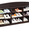 48 Inch Classic Wood Shoe Rack 9 Cubbies Elegant Wood Grains Dark Brown By Casagear Home BM282631