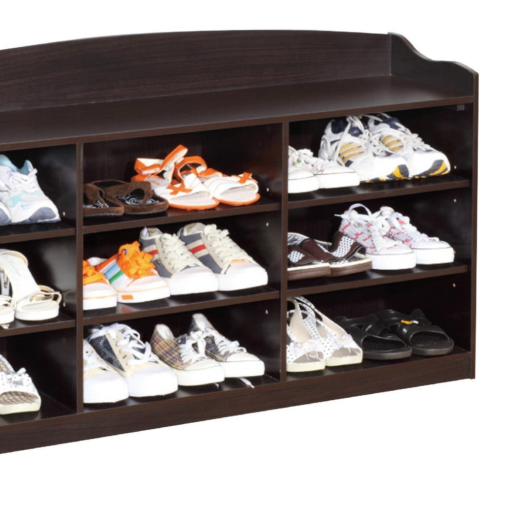 48 Inch Classic Wood Shoe Rack 9 Cubbies Elegant Wood Grains Dark Brown By Casagear Home BM282631