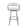 Oliver 25 Inch Modern Counter Stool Chair Vegan Leather Swivel White By Casagear Home BM282634