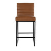 Vinn 26 Inch Modern Counter Stool Channel Tufted Brown Vegan Faux Leather By Casagear Home BM282983