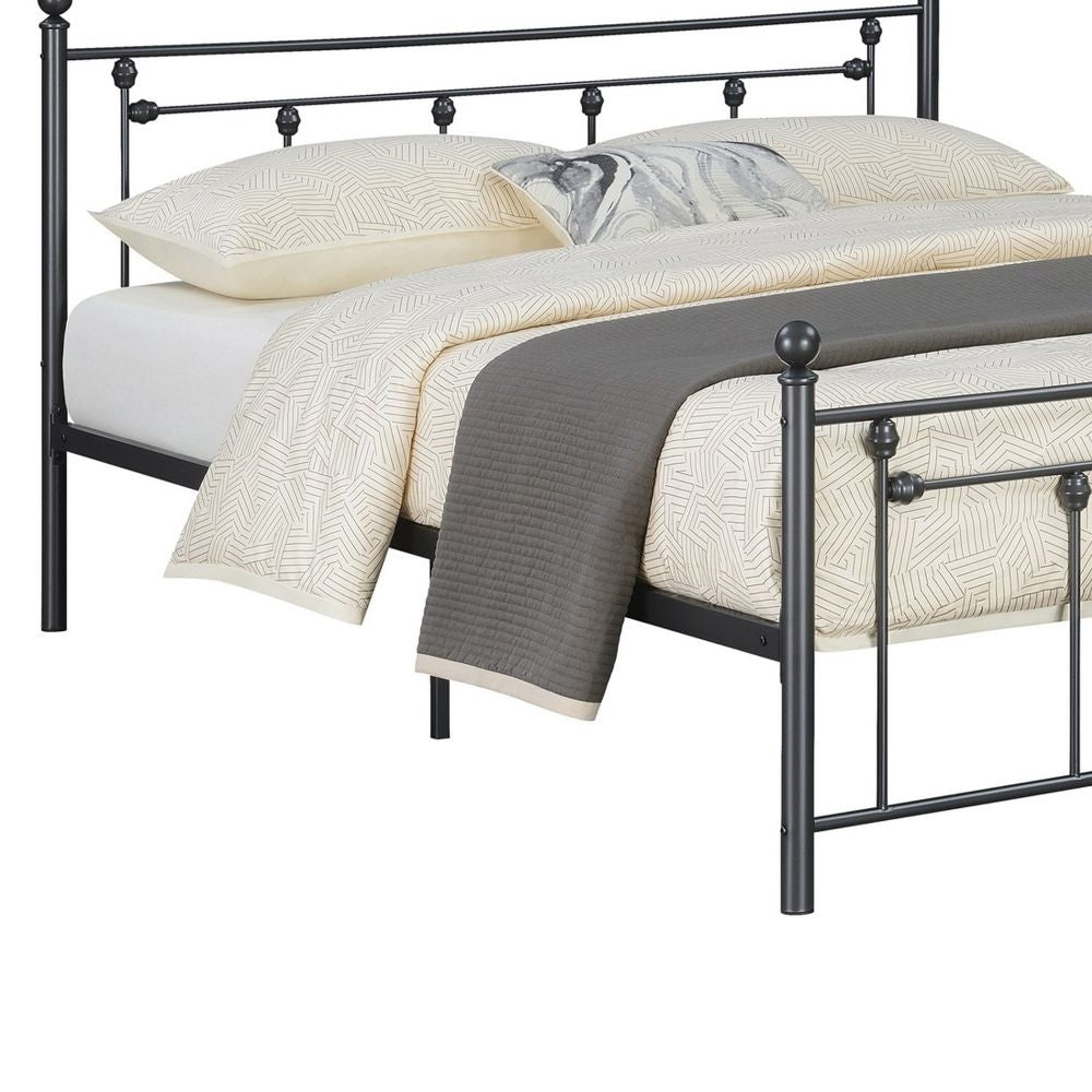 Olly Modern Queen Size Bed Heavy Steel Metal Frame Slatted Matte Black By Casagear Home BM283018