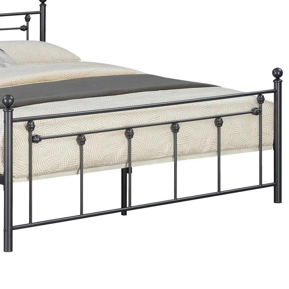 Olly Modern Queen Size Bed Heavy Steel Metal Frame Slatted Matte Black By Casagear Home BM283018