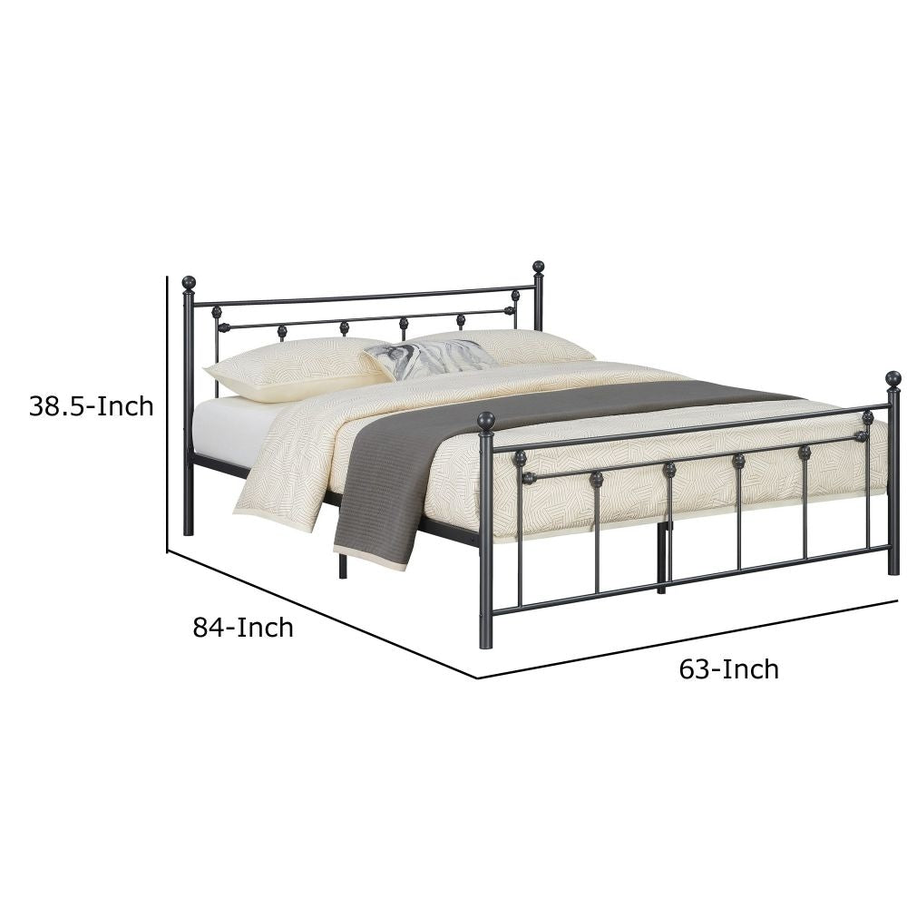 Olly Modern Queen Size Bed Heavy Steel Metal Frame Slatted Matte Black By Casagear Home BM283018