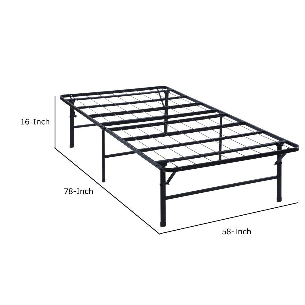 Folding Bed Frame Queen Heavy Gauge Steel Metal Underbed Space Black By Casagear Home BM283031