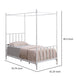 Modern Metal Twin Size Canopy Bed Spindled Turned Posts Classic White By Casagear Home BM283037