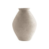 Dale 17 Inch Round Polyresin Vase, Tightly Ribbed Texture, Antique Beige By Casagear Home