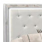 Eli Modern Wood Queen Bed Crystal Tufted Headboard LED White Faux Leather By Casagear Home BM283148