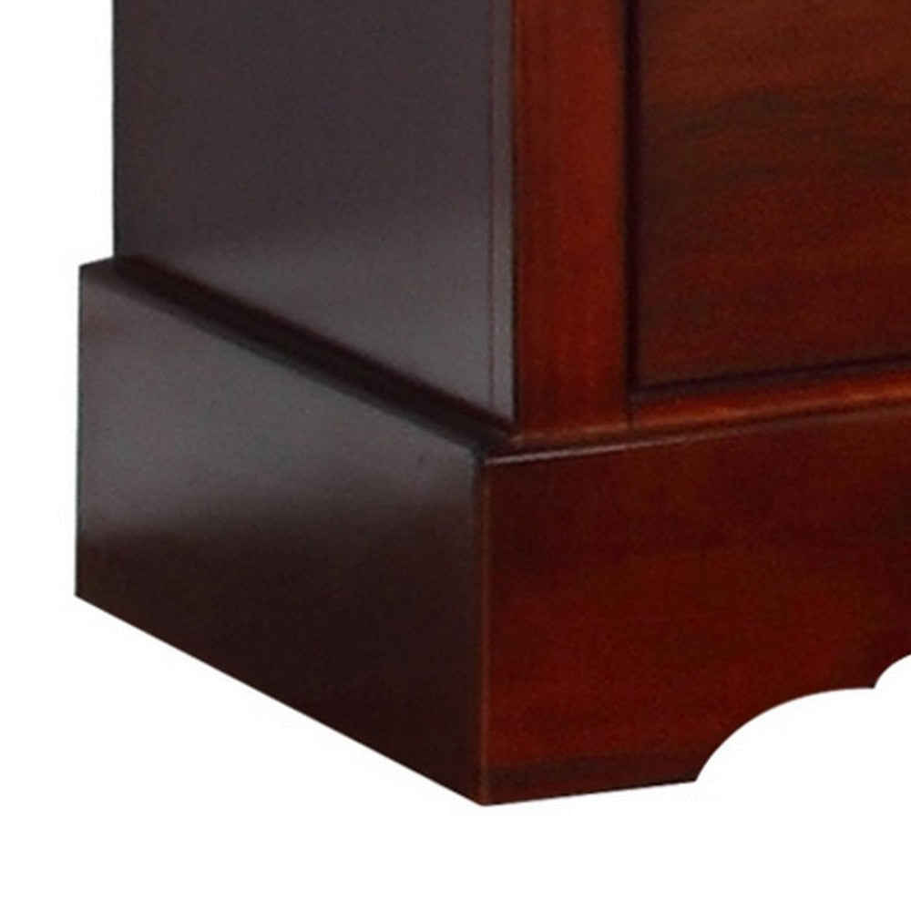 Liam 23 Inch 2 Drawer Wood Nightstand Antique Drop Handles Cherry Brown By Casagear Home BM283192