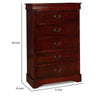 Liam 48 Inch 5 Drawer Wood Tall Dresser Chest Molded Trim Cherry Brown By Casagear Home BM283194