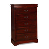 Liam 48 Inch 5 Drawer Wood Tall Dresser Chest, Molded Trim, Cherry Brown By Casagear Home