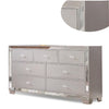 Eli 57 Inch Deluxe 7 Drawer Dresser Mirrored Trim Wood Frame Silver By Casagear Home BM283196