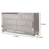 Eli 57 Inch Deluxe 7 Drawer Dresser Mirrored Trim Wood Frame Silver By Casagear Home BM283196