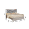 Eli Crystal Tufted Queen Bed LED Mirror Inlays Wood Gray Velvet Silver By Casagear Home BM283198