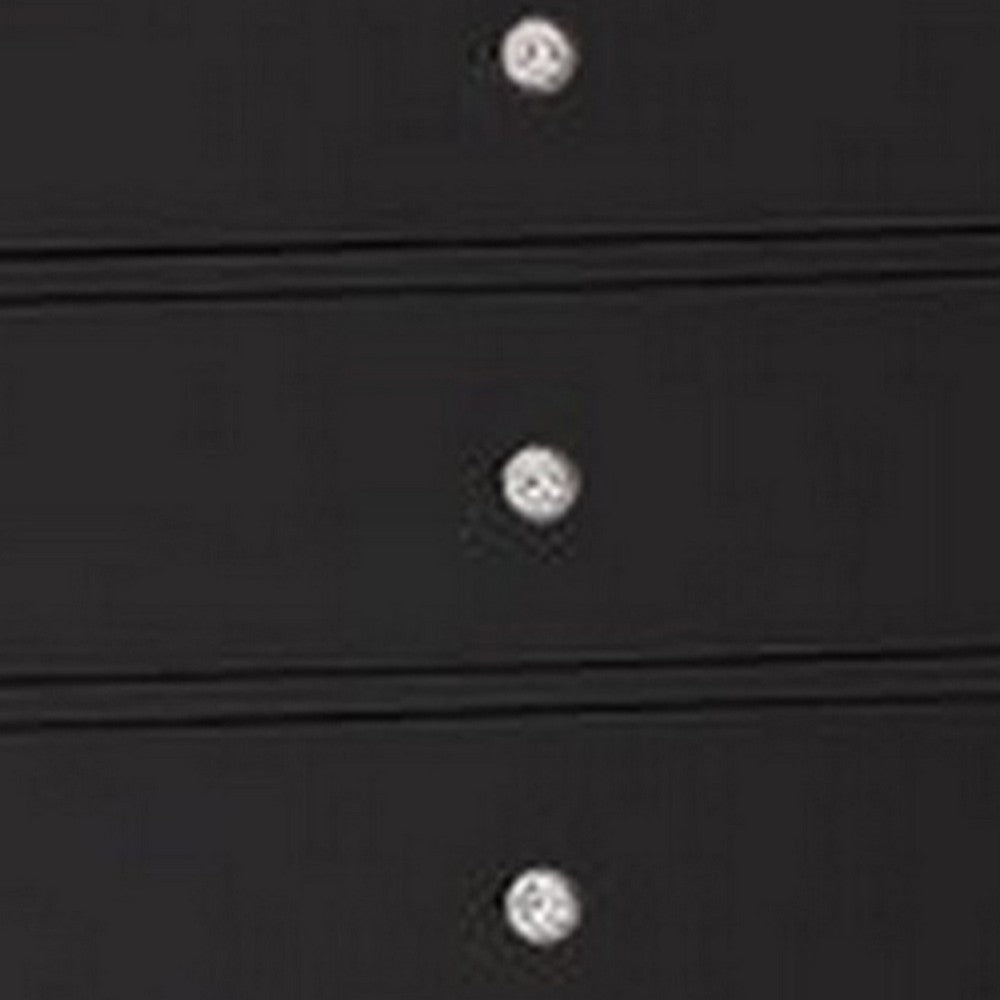 Eli 46 Inch Deluxe 5 Drawer Tall Dresser Chest Mirrored Trim Wood Black By Casagear Home BM283201