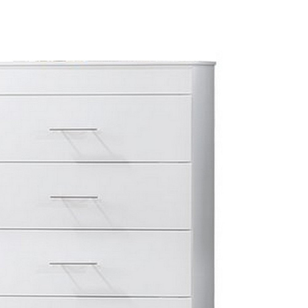 Vin 48 Inch Modern Tall Dresser Chest 5 Gliding Drawers Crisp White By Casagear Home BM283224