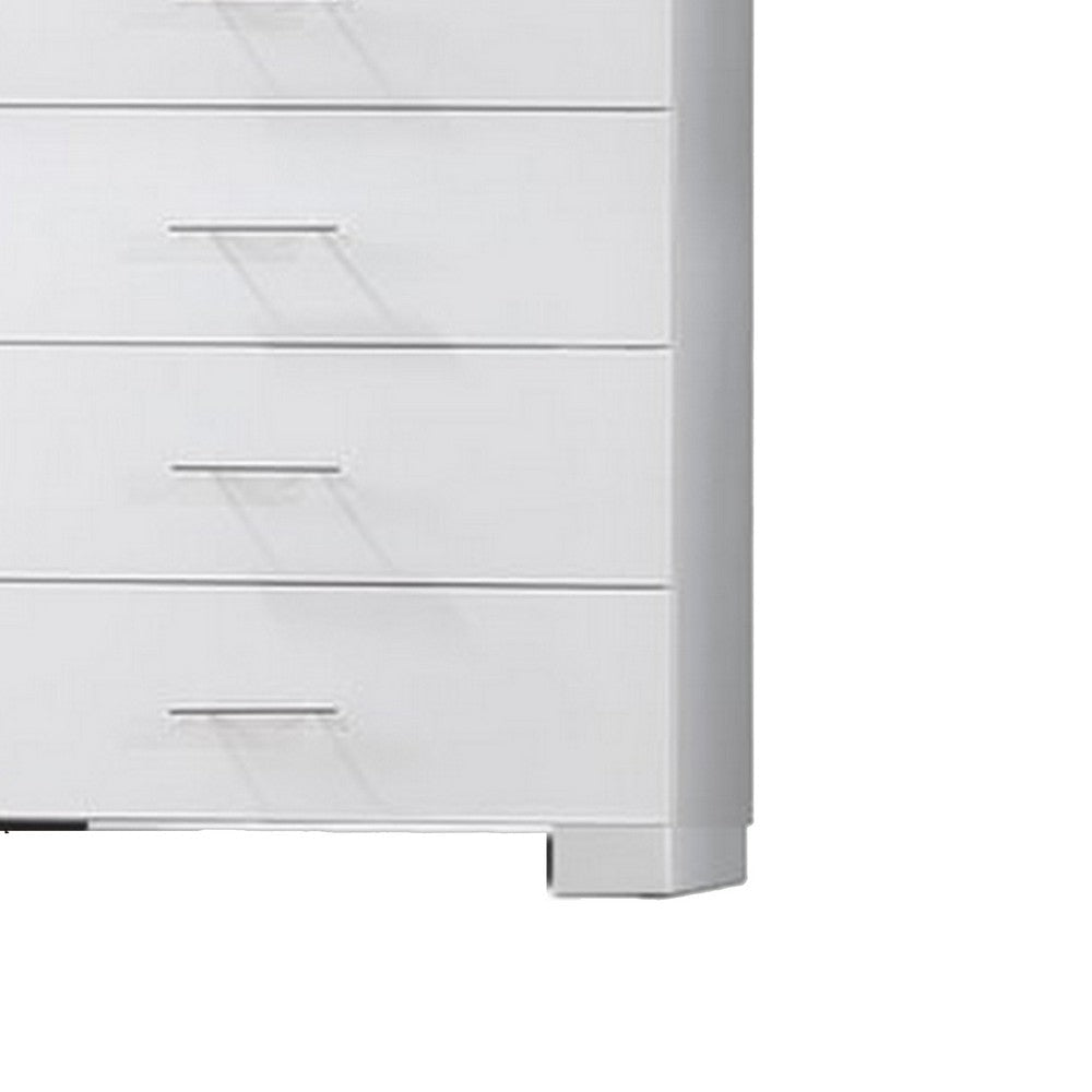 Vin 48 Inch Modern Tall Dresser Chest 5 Gliding Drawers Crisp White By Casagear Home BM283224