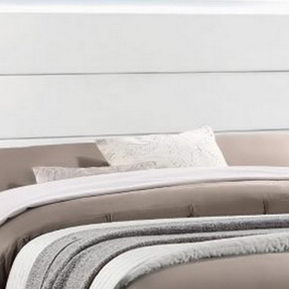 Vin Modern Queen Size Bed Panel Headboard LED Light Crisp White Finish By Casagear Home BM283225