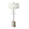 28 Inch Accent Table Lamp, Geometric White Metal Shade, Silver Base By Casagear Home