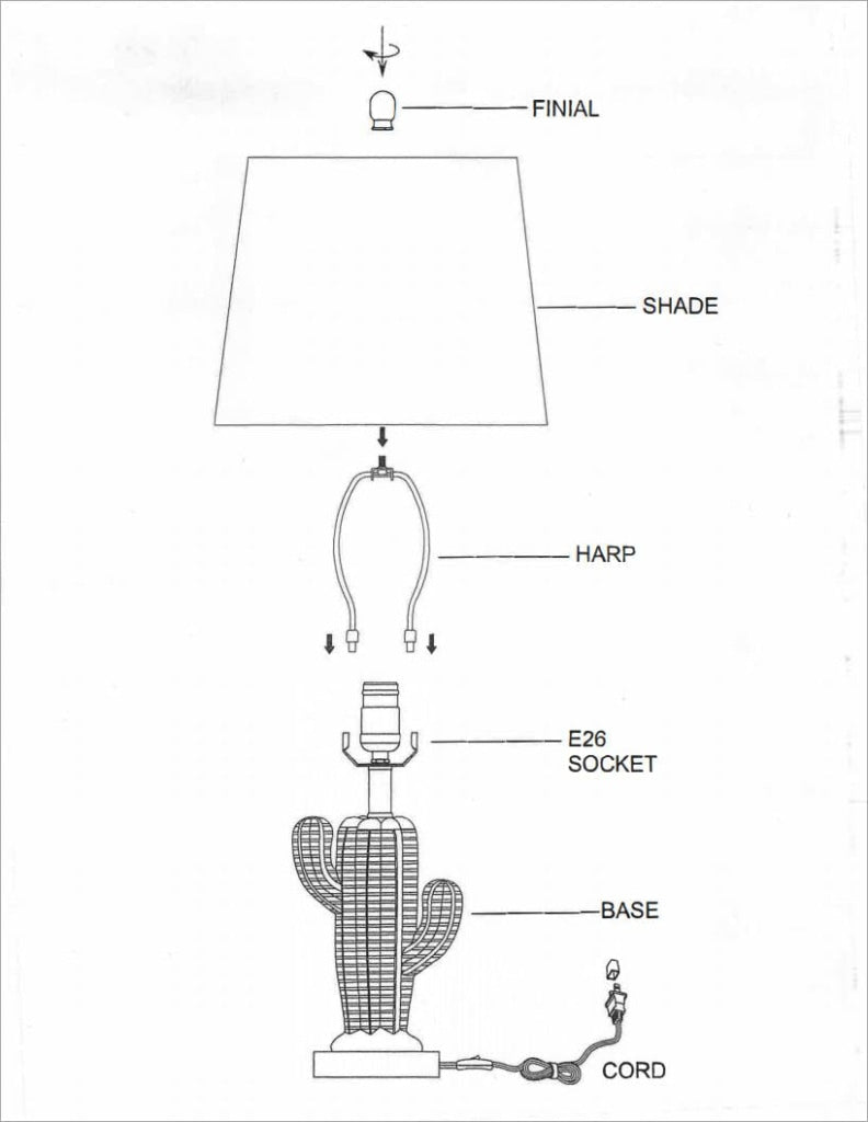 22 Inch Accent Table Lamp Cactus Designed Body Metal Base Blue White By Casagear Home BM283268