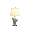 22 Inch Accent Table Lamp Cactus Designed Body Metal Base Blue White By Casagear Home BM283268