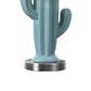 22 Inch Accent Table Lamp Cactus Designed Body Metal Base Blue White By Casagear Home BM283268