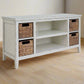 Anya 47 Inch Rustic TV Entertainment Console, Open Shelf, 4 Baskets, White By Casagear Home