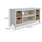 Anya 47 Inch Rustic TV Entertainment Console Open Shelf 4 Baskets White By Casagear Home BM283301