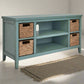 Anya 47 Inch Rustic TV Entertainment Console,  Open Shelf, 4 Baskets, Blue By Casagear Home