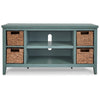 Anya 47 Inch Rustic TV Entertainment Console Open Shelf 4 Baskets Blue By Casagear Home BM283303