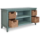 Anya 47 Inch Rustic TV Entertainment Console Open Shelf 4 Baskets Blue By Casagear Home BM283303