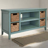 Anya 47 Inch Rustic TV Entertainment Console,  Open Shelf, 4 Baskets, Blue By Casagear Home