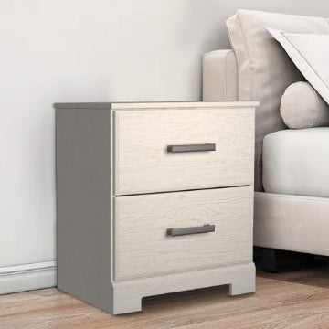 24 Inch Modern Rustic Composite Wood Nightstand, 2 Drawers, Oak White By Casagear Home