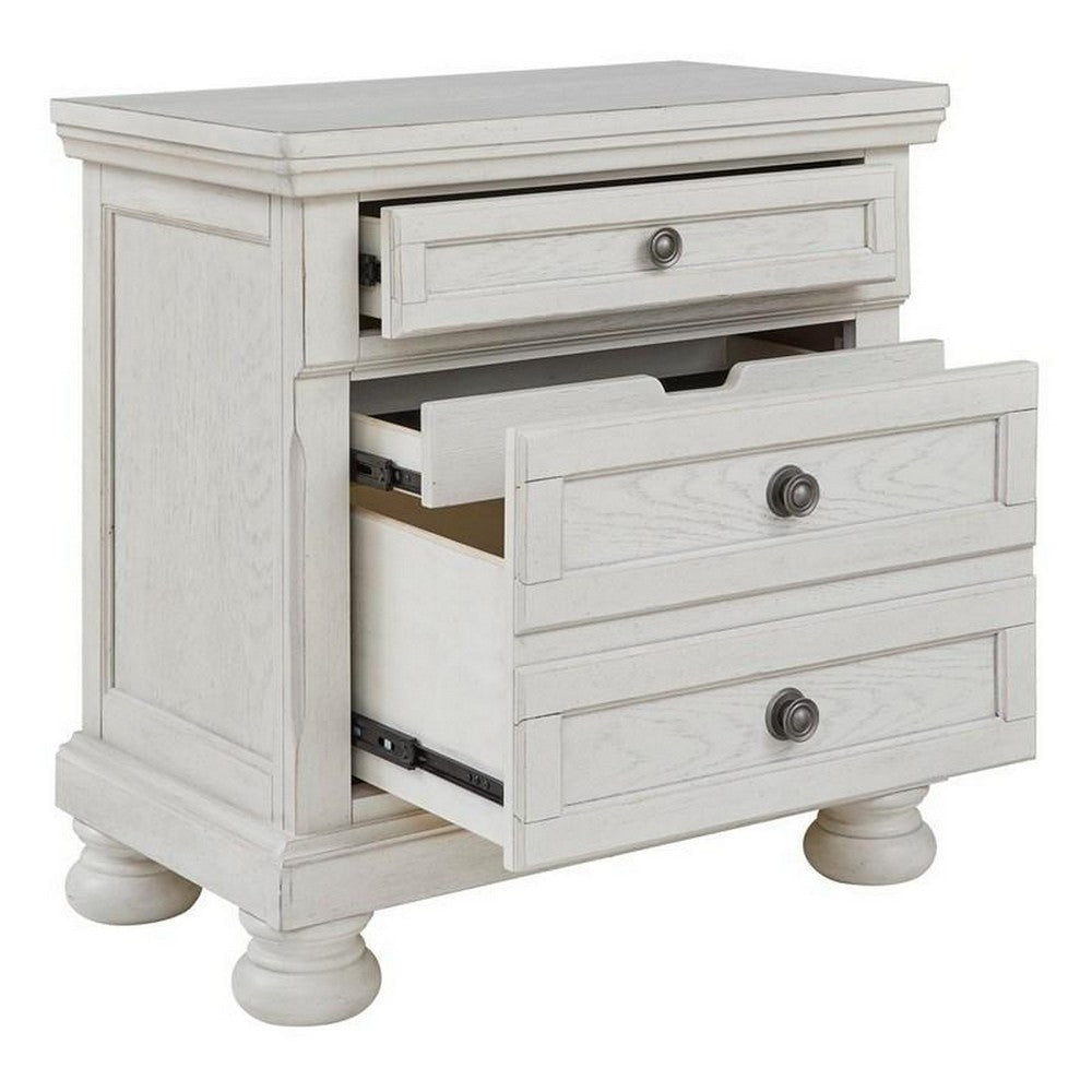 Julia 30 Inch Casual Nightstand Wood 2 Drawers Pull Out Tray White By Casagear Home BM283314