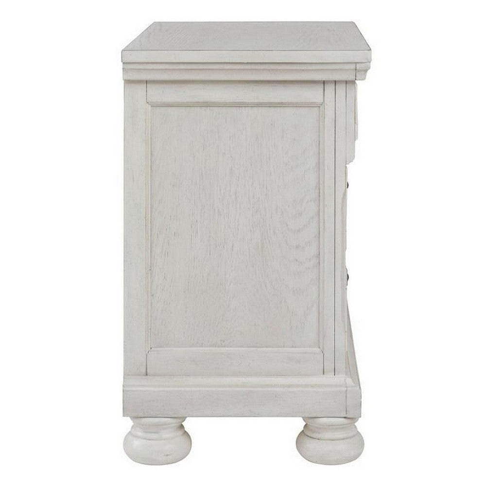 Julia 30 Inch Casual Nightstand Wood 2 Drawers Pull Out Tray White By Casagear Home BM283314