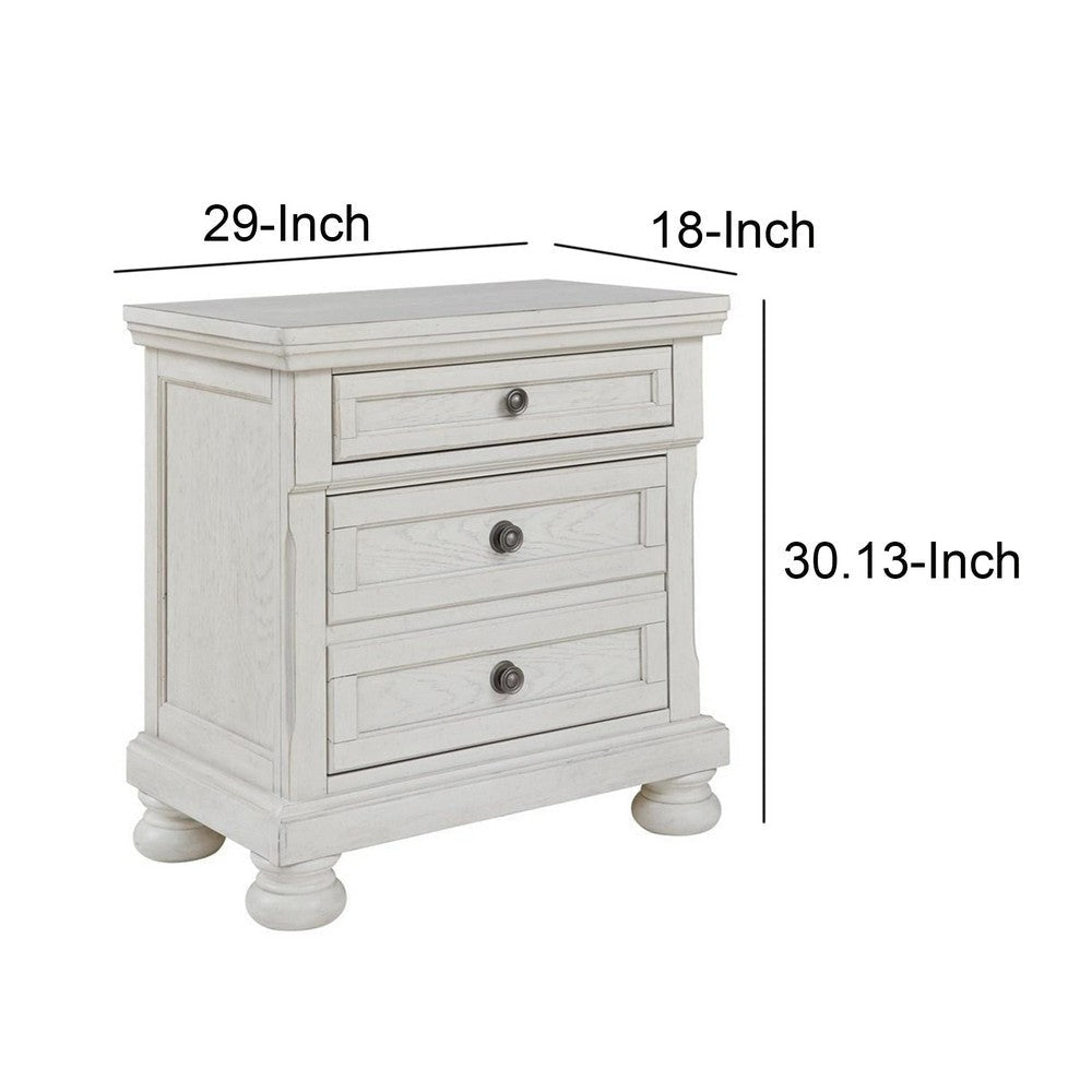 Julia 30 Inch Casual Nightstand Wood 2 Drawers Pull Out Tray White By Casagear Home BM283314