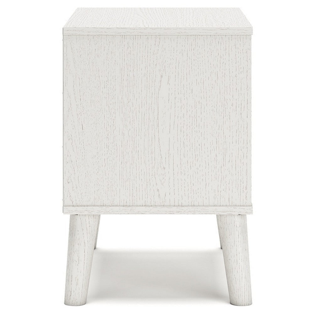 Luna 22 Inch Wood Nightstand 1 Drawer Faux Leather Knobs White Finish By Casagear Home BM283315