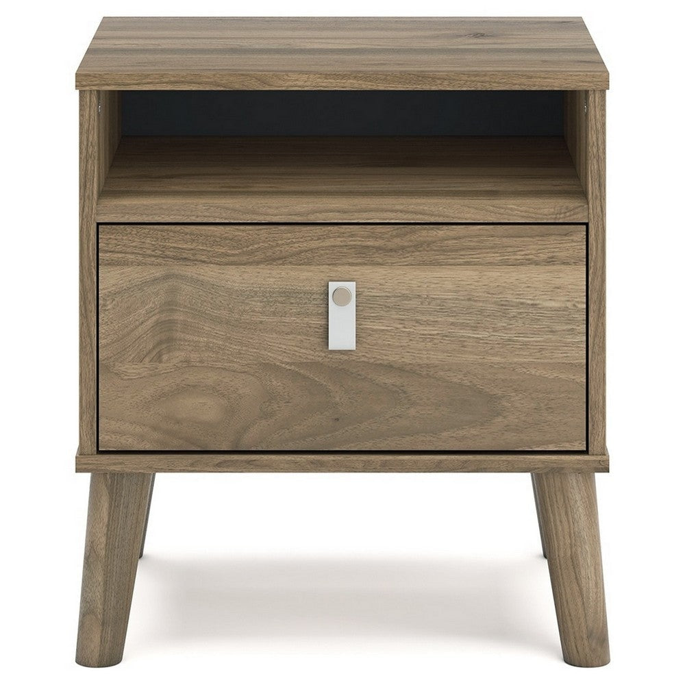 Luna 22 Inch Wood Nightstand 1 Shelf 1 Drawer Rich Light Brown Finish By Casagear Home BM283317